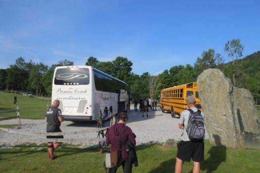 Yellow School Bus and Luxury Shuttle Bus at Death Race Peak Races 2014